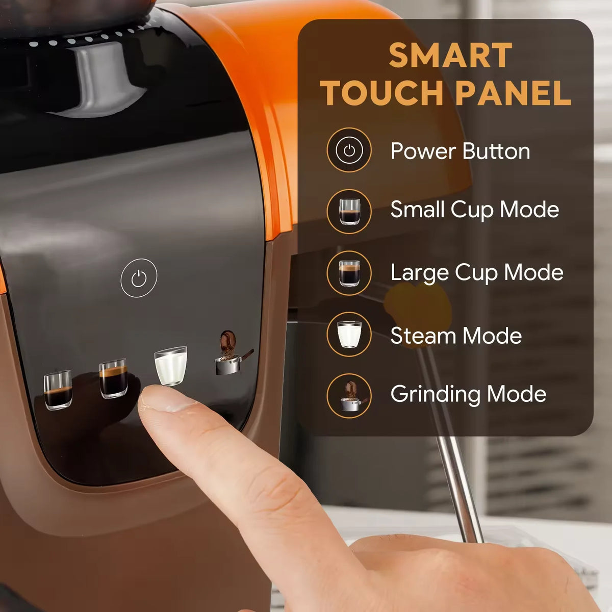 I Cafilas 19 Bar Semi Automatic Espresso Coffee Maker With Grinder Bean For Cappuccino and Latte Milk Frothing System Machine